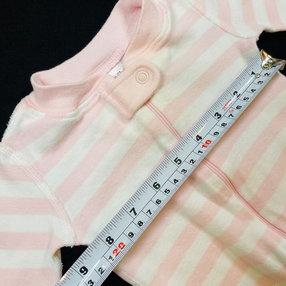 ~ Hanna Andersson Sleeper Pajama 0-6mo Zip Pink White Long Sleeve Organic Cotton - Picture 7 of 11